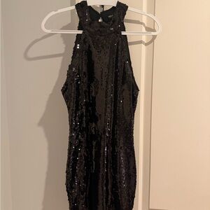 Black Sequin halter Dress